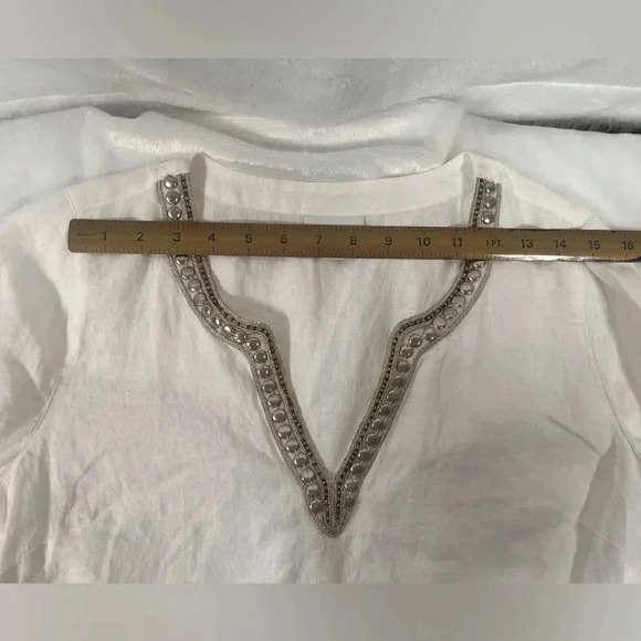 J. Jill Love Linen  100% Linen Top White - Picture 6 of 8